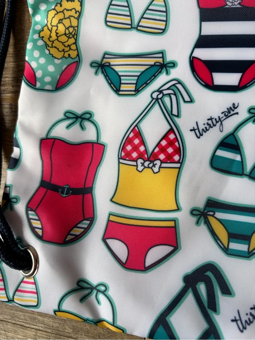 Thirty-one ‘Sweet Suits’ Swimsuit Patterned Drawstring Cinch Sac Bag